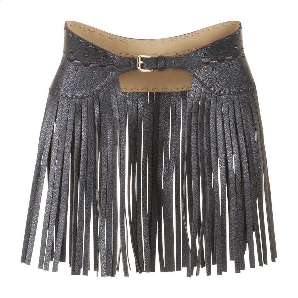 BCBGMAXAZRIA Faux Leather Fringe Belt